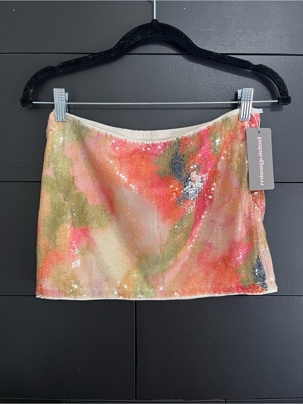 MISSGUIDED Ibiza Boho Sequins Mini Skirt Going Out College Party Sz XS NWT